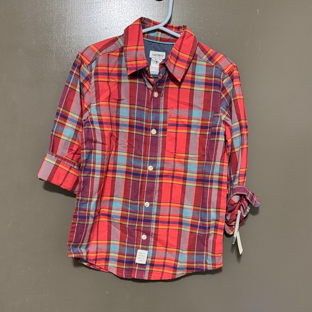 Boys Size 5 Carter's Vibrant Plaid Button-Down Shirt